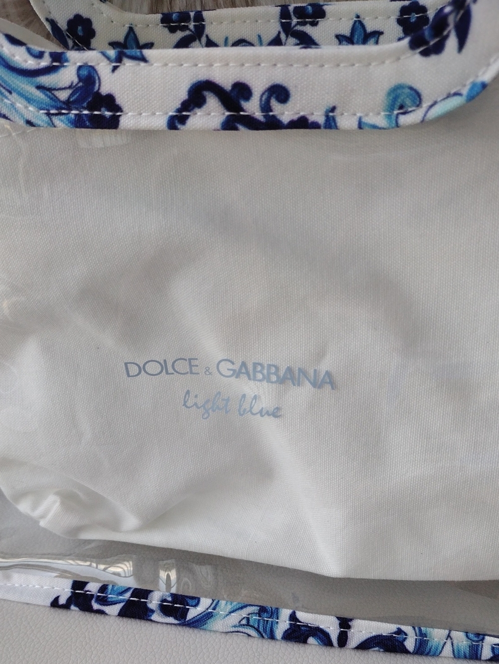 Dolce & Gabbana White Clear Bag with Blue Floral Trim - Picture 8 of 16